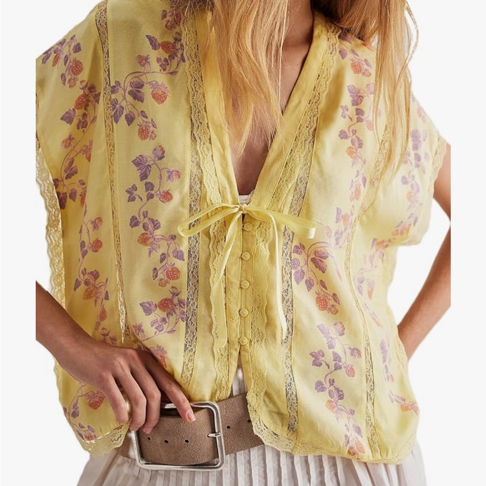 Floral Yellow Lace Blouse